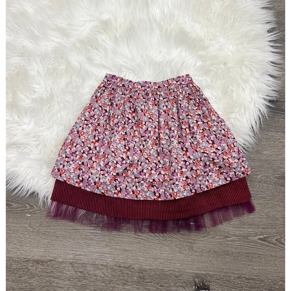 Peas & Queues Girls Boho Floral Styled Purple & Red Molly Skirt Size 10 NEW($56)